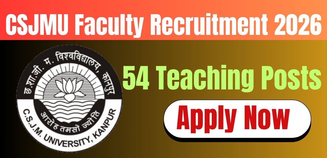 Chhatrapati Shahu Ji Maharaj University (CSJMU) Faculty Recruitment 2026