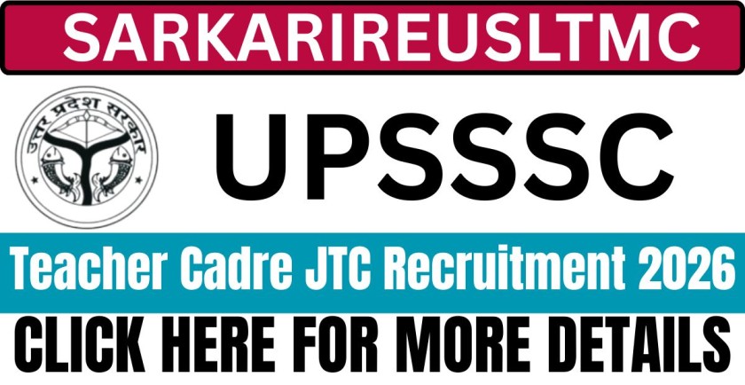 UPSSSC Teacher Cadre JTC Recruitment 2026