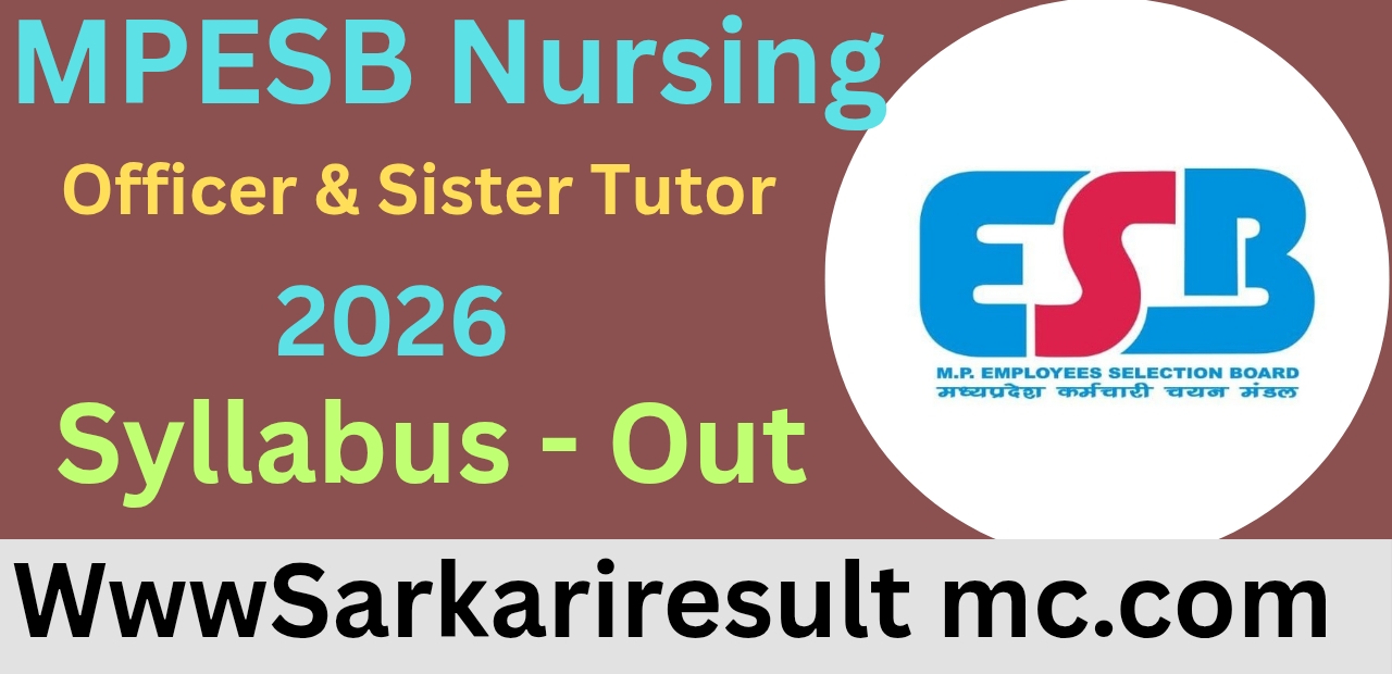 MPESB Nursing Officer & Sister Tutor Recruitment 2026