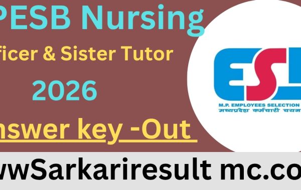 MPESB Nursing Officer / Sister Tutor Answer Key 2026